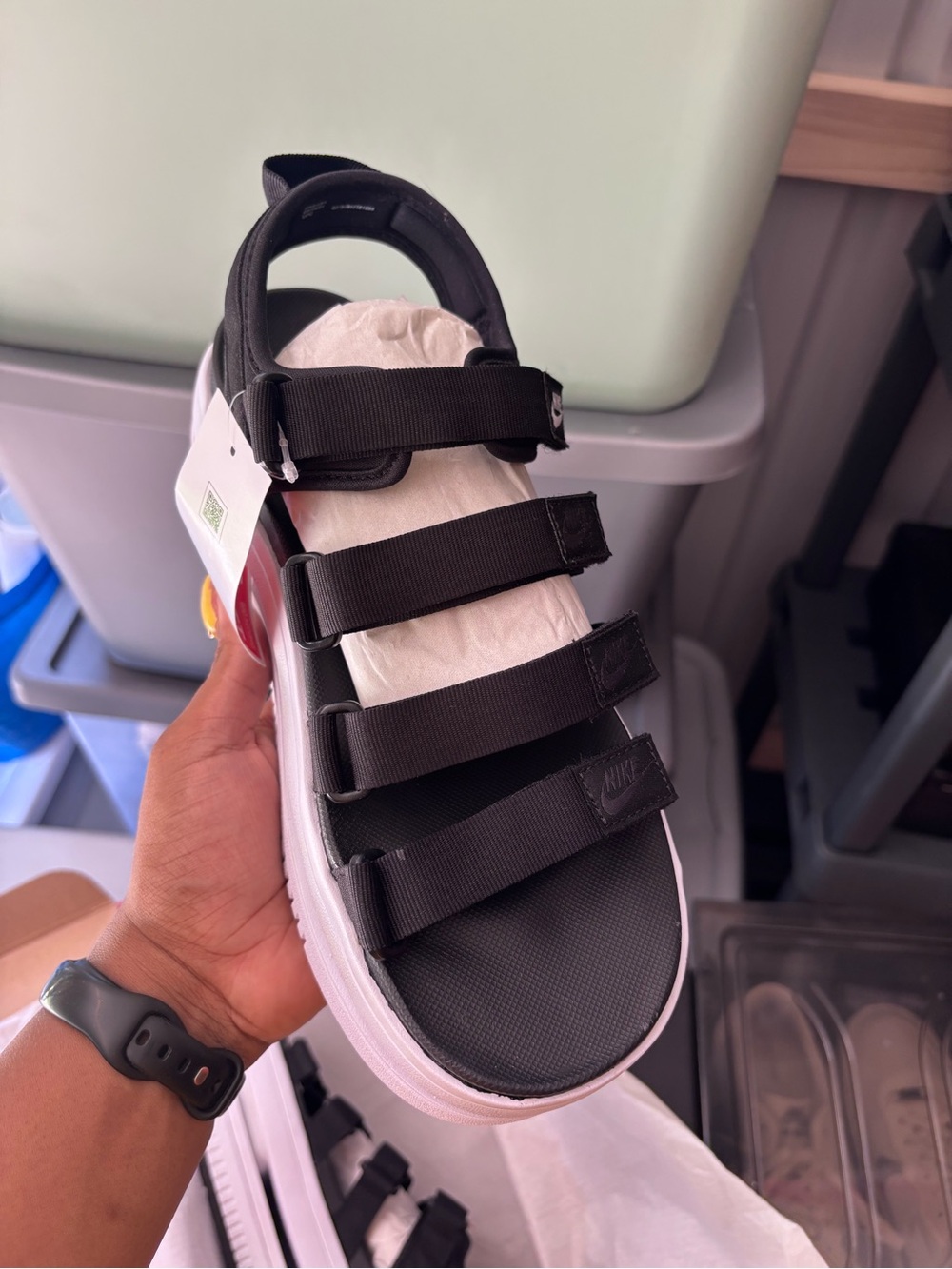 Nike icon Black and White Platform Sandals - Picture 3 of 3